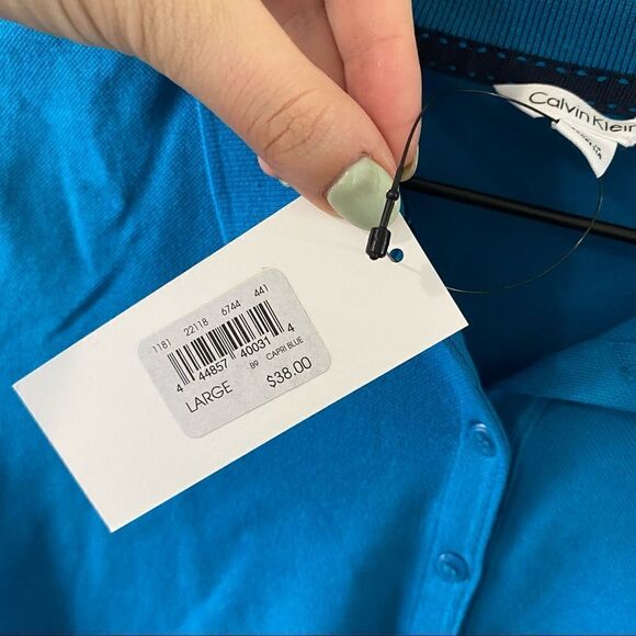 Calvin Klein Polo  NWT Size Large Y2K blue - Picture 6 of 9